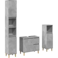vidaXL 3-tlg. Badmöbel-Set Betongrau Holzwerkstoff