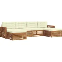 vidaXL Outdoor-Sofagarnitur 6 stk. Natur und Creme Massivholz Akazie