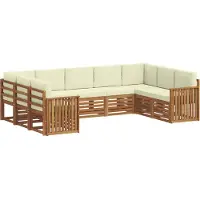 vidaXL Outdoor-Sofagarnitur 9 stk. Natur und Creme