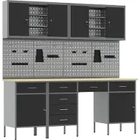 vidaXL Werkbank mit Speicher 10 pcs Schwarz Ingenieure Holz und Stahl