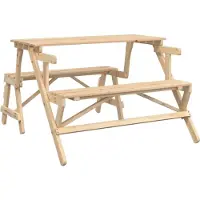 vidaXL Picknicktisch mit Bänken 2-in-1 Massivholz Tanne