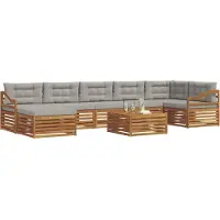 vidaXL Outdoor-Sofagarnitur mit Kissen 8 pcs Natürlich und Hellgrau