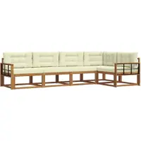 vidaXL Outdoor-Sofagarnitur 5 stk. Natur und Creme
