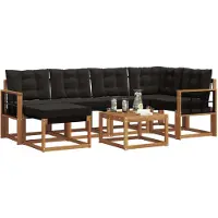 vidaXL Outdoor-Sofagarnitur 7 stk. Natürlich und Schwarz