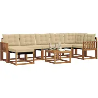 vidaXL Outdoor-Sofagarnitur mit Kissen 8 pcs Natur und Beige