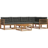 vidaXL Outdoor-Sofagarnitur mit Kissen 6 pcs Natur und Anthrazit