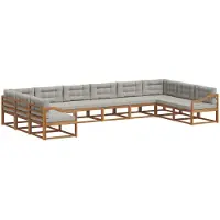 vidaXL Outdoor-Sofagarnitur 10 stk. Natürlich und Hellgrau