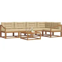 vidaXL Outdoor-Sofagarnitur mit Kissen 6 pcs Natur und Beige