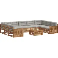 vidaXL Outdoor-Sofagarnitur 10 stk. Natürlich und Hellgrau
