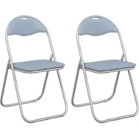 vidaXL Klappstuhl 2 Stk. Kunstleder Grau 48 x 43,5 x 81 cm