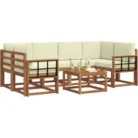 vidaXL Outdoor-Sofagarnitur 7 stk. Natur und Creme