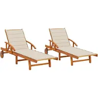 vidaXL Sonnenliegen 2 Stk. mit Auflagen Massivholz Akazie