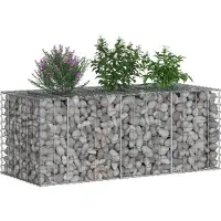 vidaXL Gabionen-Hochbeet 140 x 60 x 55 cm Verzinkter Stahl Silber