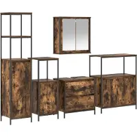 vidaXL Badezimmermöbel-Set mit Regal mit Tür 5 pcs Braun Holzwerkstoff