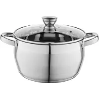 Florina Oliver 22 cm 4,8 L Edelstahltopf mit Glasdeckel | Für Induktion, Gas, El