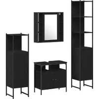 vidaXL Badezimmermöbel-Set 4 stk. Schwarz Eichen-Optik