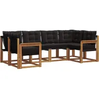 vidaXL Outdoor-Sofagarnitur 6 stk. Natürlich und Schwarz