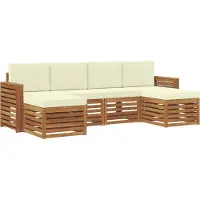vidaXL Outdoor-Sofagarnitur 6 stk. Natur und Creme
