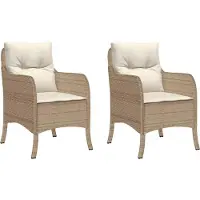 vidaXL Gartenstühle mit Kissen 2 Stk. Beige Poly Rattan