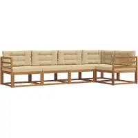 vidaXL Outdoor-Sofagarnitur 5 Stk. Natur und Beige