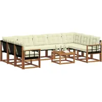 vidaXL Outdoor-Sofagarnitur 10 stk. Natur und Creme