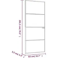 vidaXL Innentür Weiß 83x201,5 cm Hartglas & Aluminium Schlank