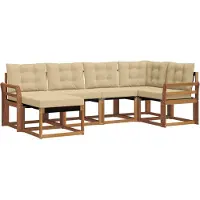vidaXL Outdoor-Sofagarnitur mit Kissen 6 pcs Natur und Beige