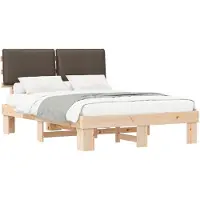 vidaXL Bettgestell mit gepolstertem Kopfteil Taupe 160 x 200 cm