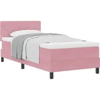 vidaXL Boxspringbett mit Matratze mit Kopfteil Rosa 100 x 200 cm Samt