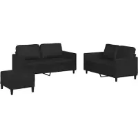 vidaXL 3-tlg. Sofagarnitur mit Kissen Schwarz Kunstleder