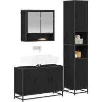 vidaXL Badezimmermöbel-Set mit Regal 3 pcs Altholz Holzwerkstoff