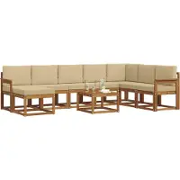 vidaXL Outdoor-Sofagarnitur 9 stk. Natur und Beige