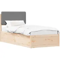 vidaXL Bettgestell mit gepolstertem Kopfteil Hellgrau 90 x 200 cm
