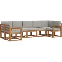 vidaXL Outdoor-Sofagarnitur 7 Stk. Natürlich und Hellgrau