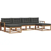 vidaXL Outdoor-Sofagarnitur 6 stk. Natur und Anthrazit