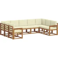 vidaXL Outdoor-Sofagarnitur 9 Stk. Natur und Creme