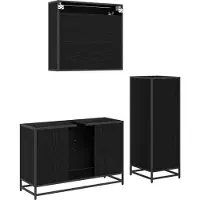 vidaXL Badezimmermöbel-Set 3 pcs Schwarz Eichen-Optik Holzwerkstoff