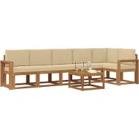 vidaXL Outdoor-Sofagarnitur 7 stk. Natur und Beige