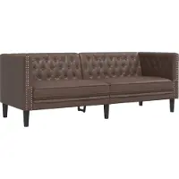 vidaXL Chesterfield-Sofa 3-Sitzer Braun Kunstleder