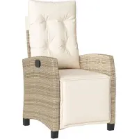 vidaXL Gartensessel mit Fußteil 2 Stk. Verstellbar Beige Poly Rattan