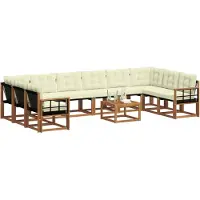 vidaXL Outdoor-Sofagarnitur 11 stk. Natur und Creme