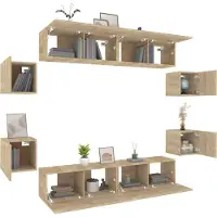 vidaXL 8-tlg. TV-Schrank-Set Sonoma-Eiche Holzwerkstoff
