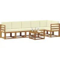 vidaXL Outdoor-Sofagarnitur 7 stk. Natur und Creme