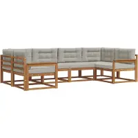 vidaXL Outdoor-Sofagarnitur 6 Stk. Natürlich und Hellgrau