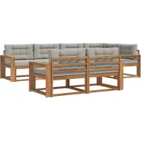 vidaXL Outdoor-Sofagarnitur 8 stk. Natürlich und Hellgrau