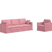 vidaXL Sofa Set 2 Stk. Rosa Samt