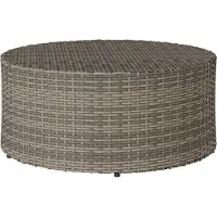 vidaXL Couchtisch für draußen Grau Ø 68 x 30 cm Poly-Rattan