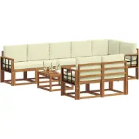 vidaXL Outdoor-Sofagarnitur 9 stk. Natur und Creme
