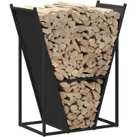 vidaXL Brennholzregal Schwarz 69,5x35x81 cm Kaltgewalzter Stahl
