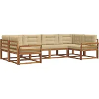 vidaXL Outdoor-Sofagarnitur mit Kissen 6 pcs Natur und Beige